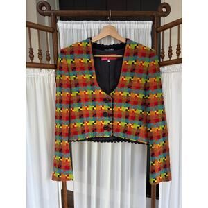 Vintage 1990s Ungaro Colorful Tweed Blazer Bolero